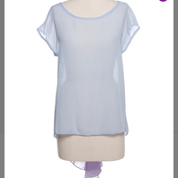Purple and light blue sheer v-neck top - Picture 3 of 3